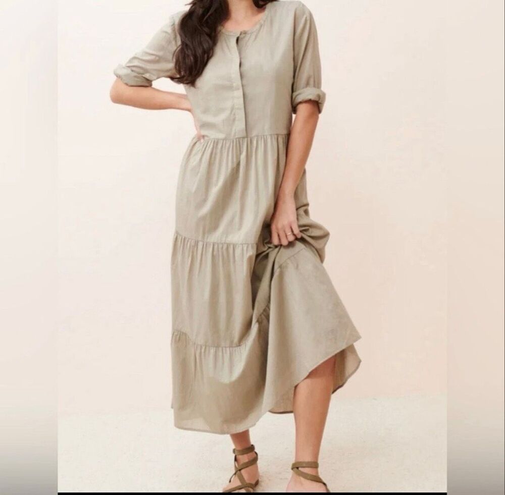 Jenni Kayne Tiered James Maxi Dress Size Large Tan